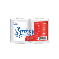Papel toalla blanco una hoja  200 mt x 2 rollos Super Clásico