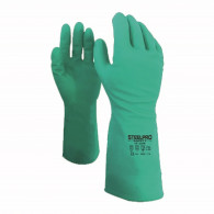 Guante nitrilo 18" verde sin flock Talla 9 Steelpro
