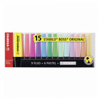 Estuche con15colores deskset resaltador Boss Stabilo