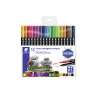 MARCADOR DOBLE PUNTA PERMANENTE 3187 EST X 18 UND STAEDTLER