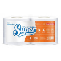 Papel higiénico económico jumbo blanco una hoja 500 mt x 4 rollos Super