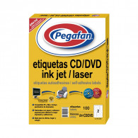 ETIQ INKJET A4 CD/DVD 115MM DIAMETRO 100UN PEGAFAN