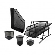 SET ESCRITORIO 5 PZS MALLA METAL NEGRO SIN MARCA