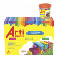 PLASTILINA ULTRA SUAVE X6UNDS NEÓN ARTI CREATIVO