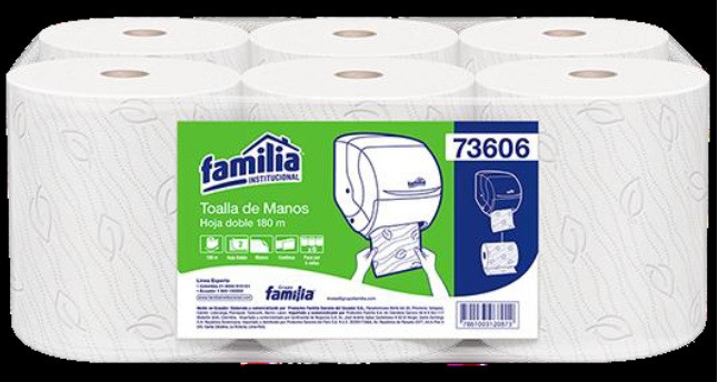 PAPEL TOALLA H/ CONTINUA 2H X180MT X6 ROLL FAMILIA