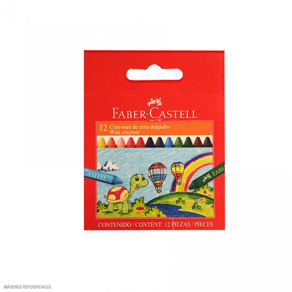 Crayones delgados estuche x 12 unidades Faber Castell