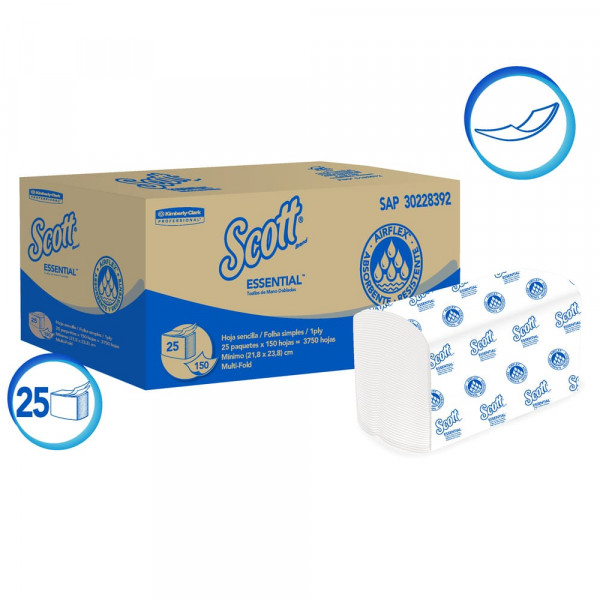 PAPEL TOALLA INTERF AIRFL 1H BL 150HJS 28GR SCOTT