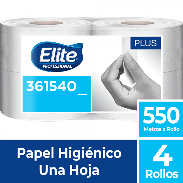 PAPEL HIG. JUMBO 1H BL 550MT X 4 ROLLOS PLUS ELITE
