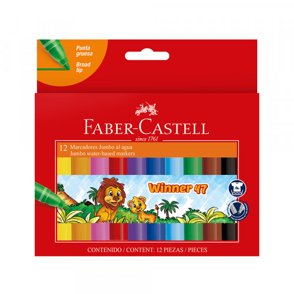 Plumones gruesos Jumbo winner 47 carton x 12 unidades Faber Castell