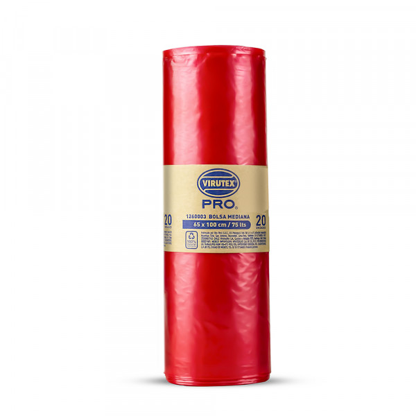 BOLSA BASURA ROLLO ROJA 75L 65X100CMX20U
