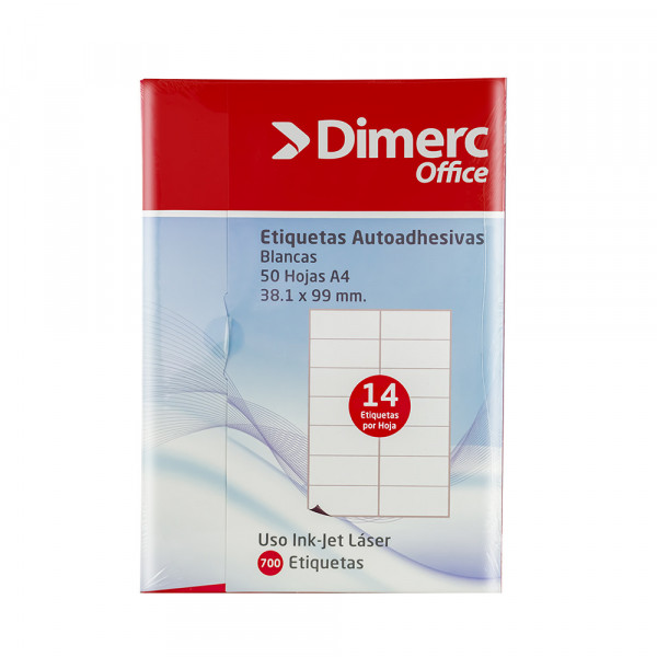 Etiqueta inkjet A4 005(38.1x99mm) 50 hojas 700 unidades Dimerc