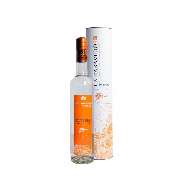 Pisco puro Torontel 500ml con envoltura tubular La Caravedo