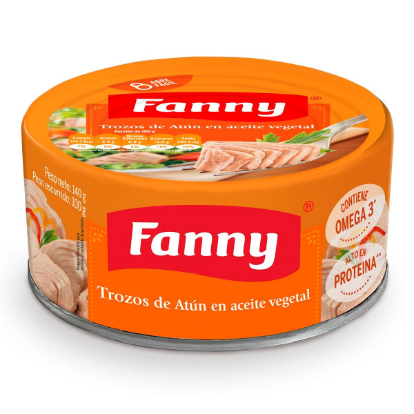 Trozos de atún en aceite vegetal 140 gr Fanny