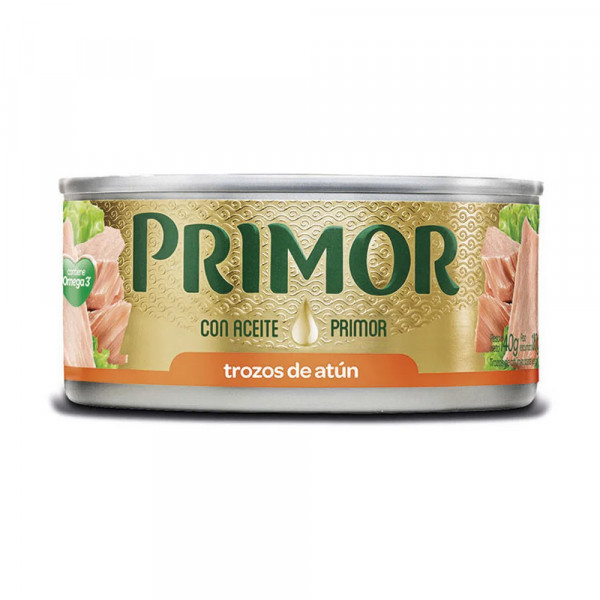 Trozos atún en aceite vegetal soya 140 gr Primor