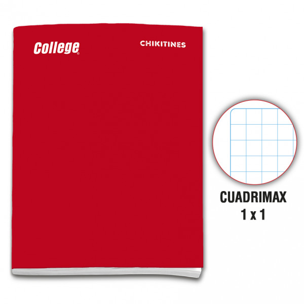 Cuaderno engrapado cuadrimax 1x1  A4 x 80 hojas rojo Chikitines