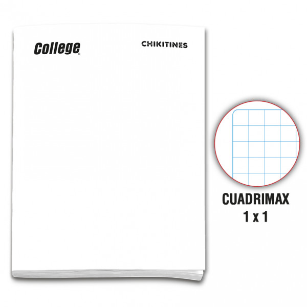 Cuaderno engrapado cuadrimax 1x1 A4x80 hojas blanco Chikitines College
