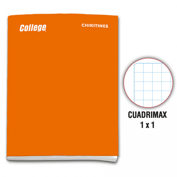 Cuaderno engrapado cuadrimax 1x1 A4x80 hojas naranja Chikitines College