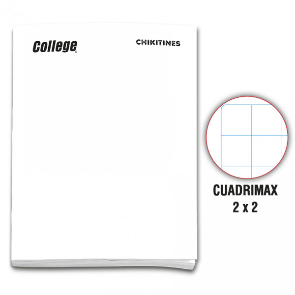 Cuaderno engrapado cuadrimax 2x2  A4x80 hojas blanco Chikitines College