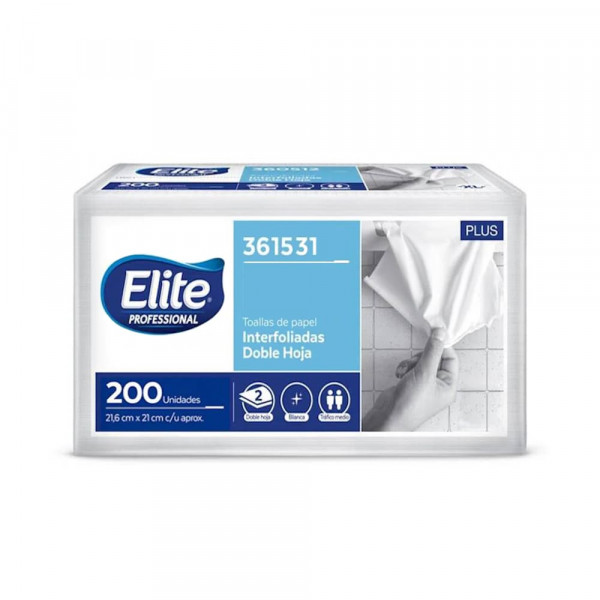 PAPEL TOALLA INTERF 2H BL X200H 21.6X21CM PLUS ELITE