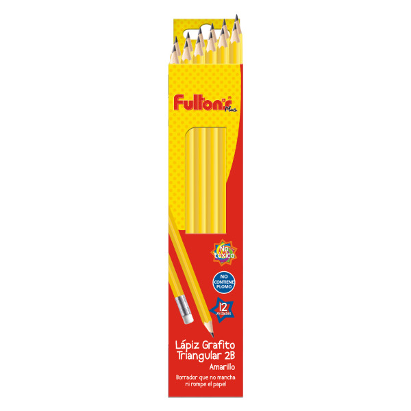Lapiz 2B amarillo con borrador Fultons