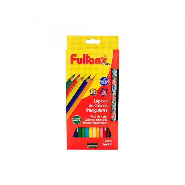 Colores Triangulares x 12 und + 2 lapices + 1 Tajador Fultons