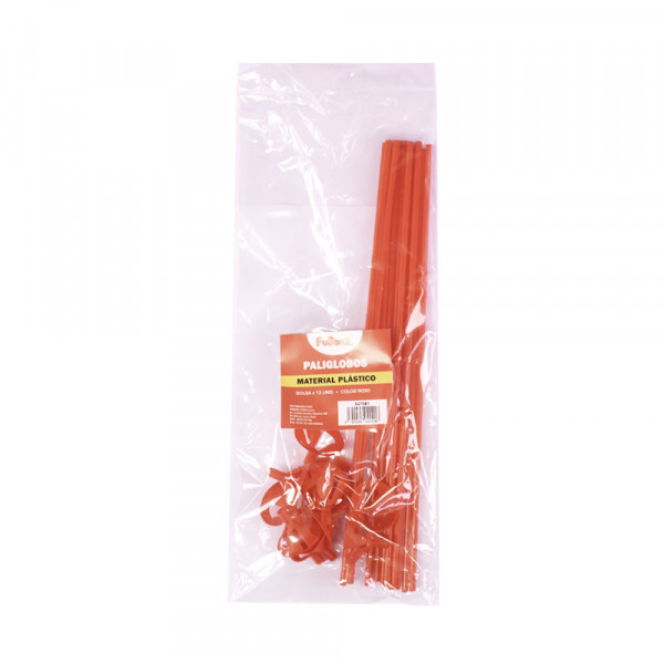 Paliglobos de plastico rojo x 12 unidades