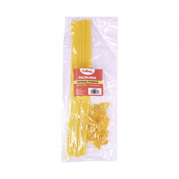 Paliglobos de plastico amarillo x 12 unidades