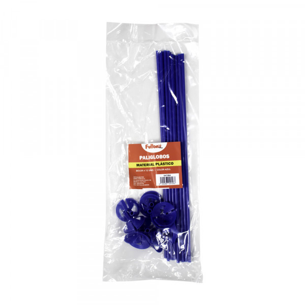 Paliglobos de plastico azul x 12 unidades