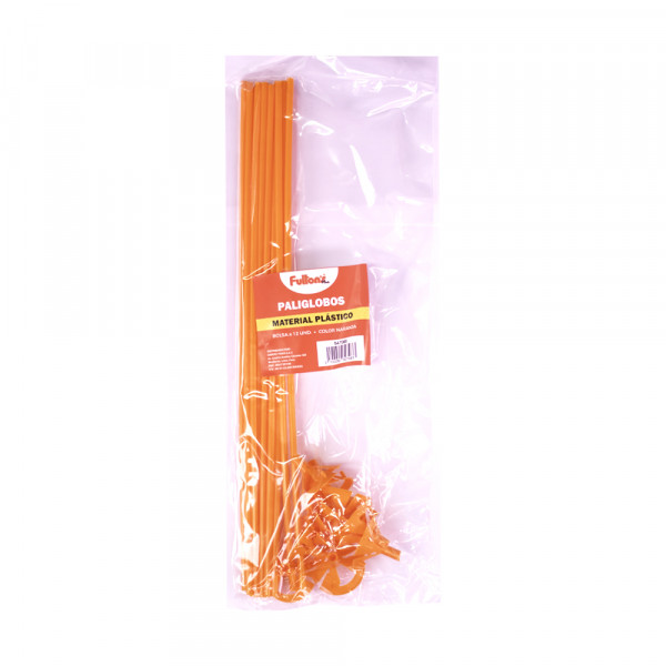 Paliglobos de plastico naranja x 12 unidades