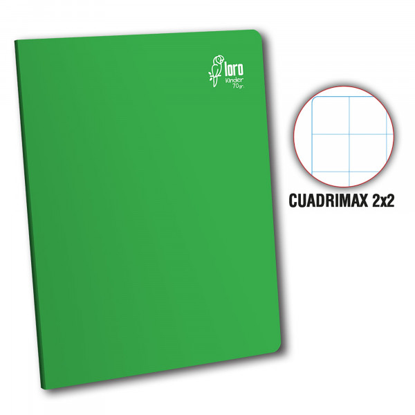 Cuaderno engrapado cuadrimax 2x2 A4 80hojas verde Loro