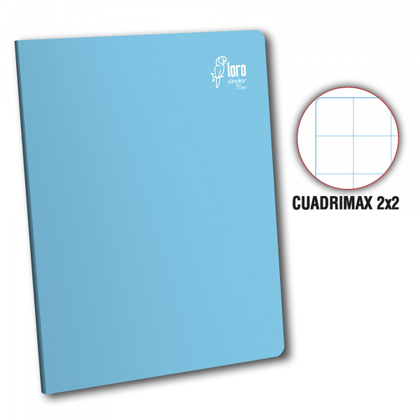 Cuaderno engrapado cuadrimax 2x2 A4 80hojas celeste Loro