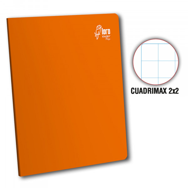 Cuaderno engrapado cuadrimax 2x2 A4 80hojas naranja Loro