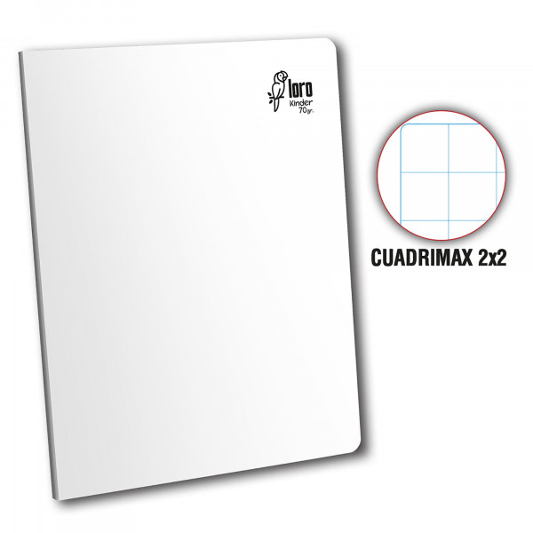 Cuaderno engrapado cuadrimax 2x2 A4 80hojas blanco Loro