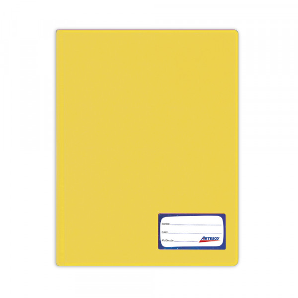 Folder doble tapa oficio con gusano amarillo Artesco