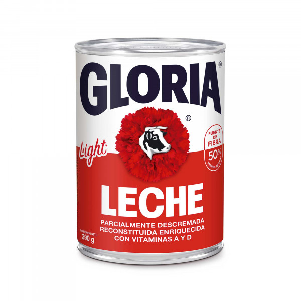 Leche reconstituida light lata roja 390 gr Gloria