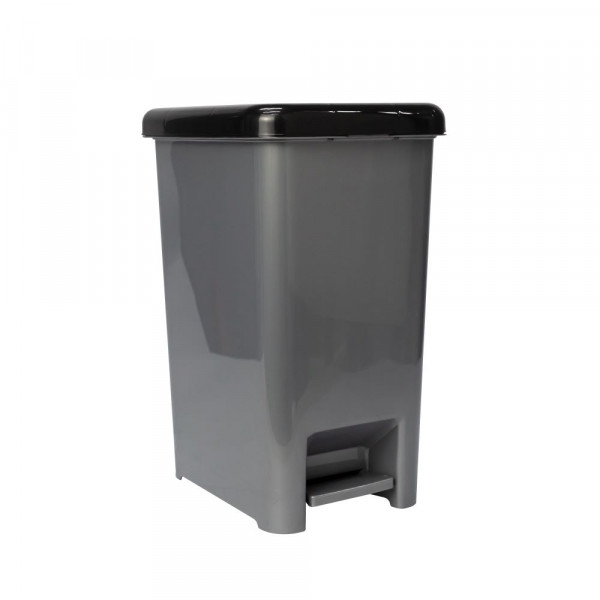 Tacho Homy Slim con Pedal Gris Tapa 15 L Negra Basa