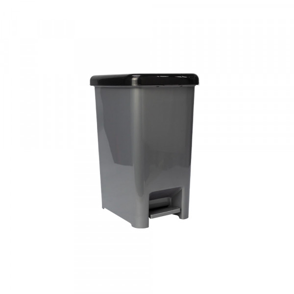 PAPELERA HOMY SLIM CON PEDAL GRIS/T.NEGRA 25LT BASA