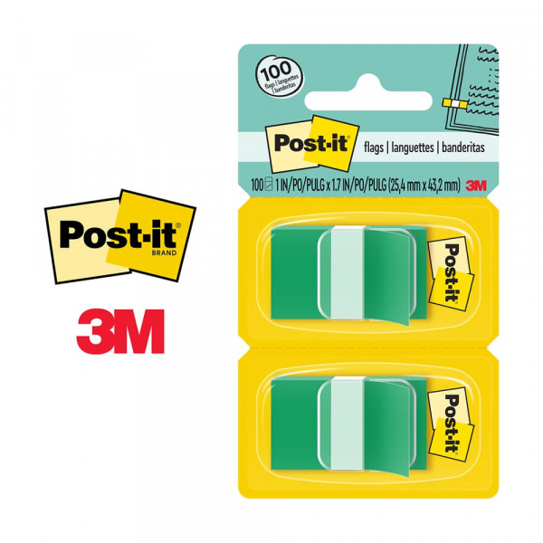 Banderitas Adhesivas Verde x 100 unidades (680-3) Post It