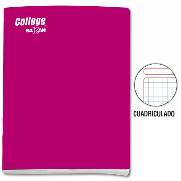 Cuaderno cuadriculado A4 x 80 hojas fucsia Bakan