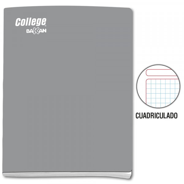 Cuaderno cuadriculado A4 x 80 hojas plomo Bakan