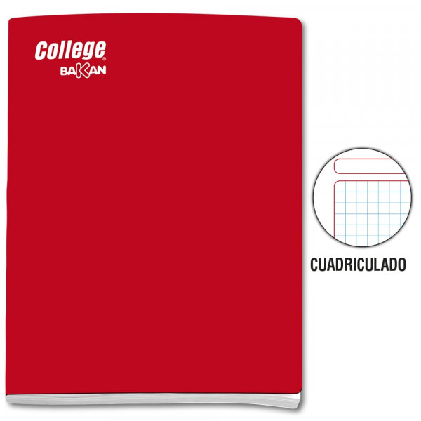 Cuaderno cuadriculado A4 x 80 hojas rojo Bakan
