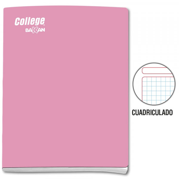 Cuaderno cuadriculado A4 x 80 hojas rosado Bakan