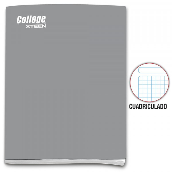 Cuaderno cuadriculado A4 x 80 hojas plomo Xteen