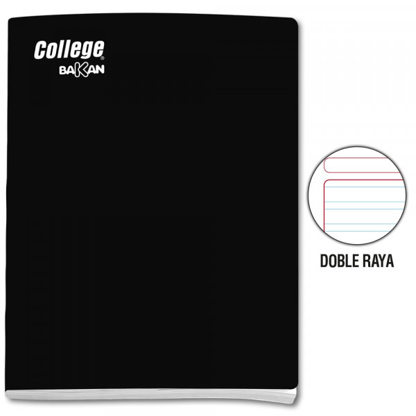 Cuaderno doble raya A4 x 80 hojas negro Bakan