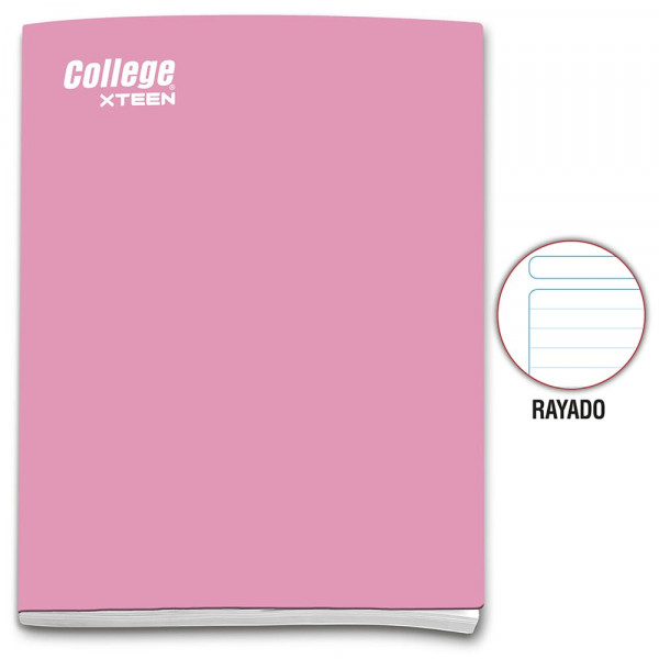 Cuaderno rayado A4 x 80 hojas rosado Xteen