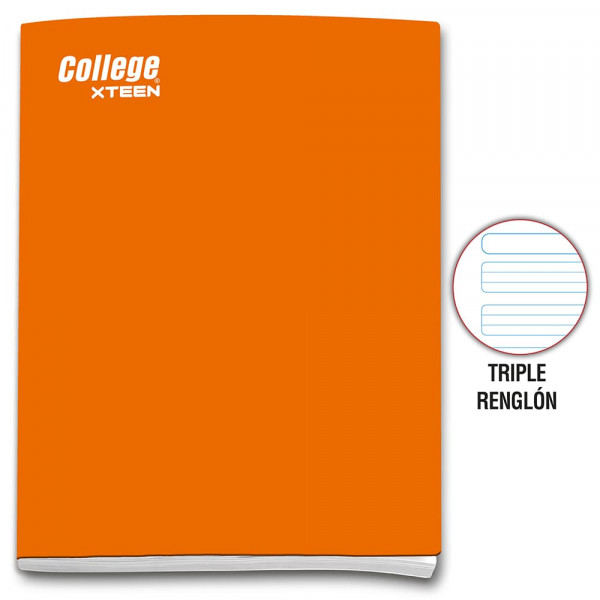 Cuaderno triple renglón A4 x 80 hojas naranja Xteen