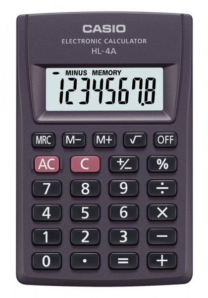 CALCULADORA BOLSILLO 8DIG HL-4A BK NEGRO CASIO