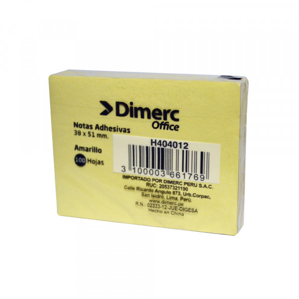 NOTAS ADH. 1.5 X2 100H AMARILLO DIMERC