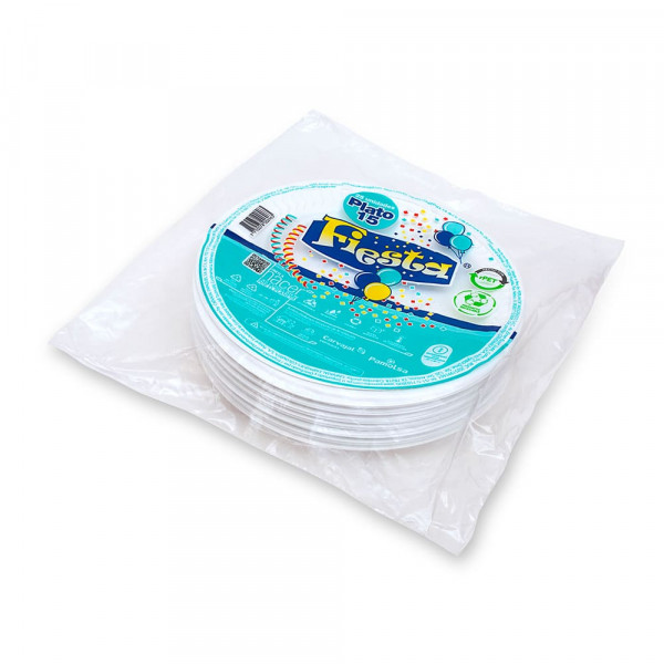 Plato descartable pet N15 x 25 und blanco Fiesta