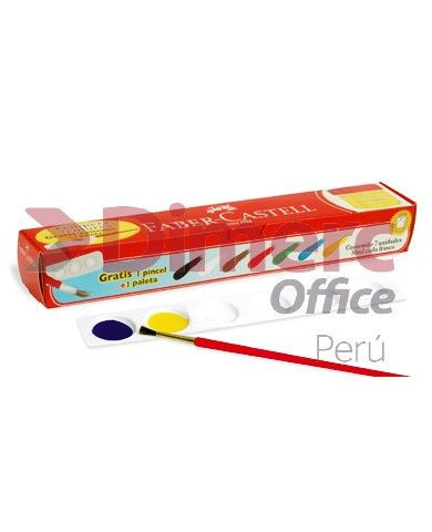 Temperas 7 colores + pincel + paleta Faber Castell